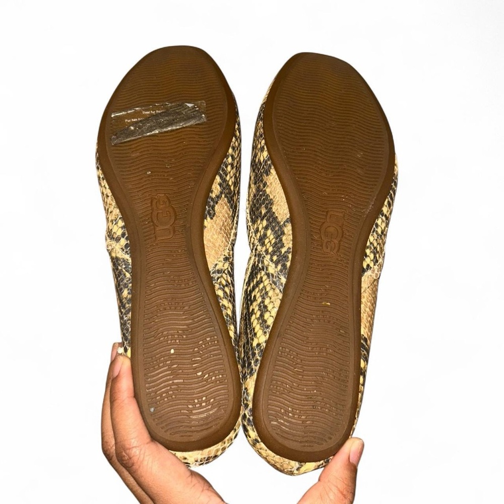 UGG Lena Exotic Natural Snake Print Leather Flats size 8 - Picture 3 of 4